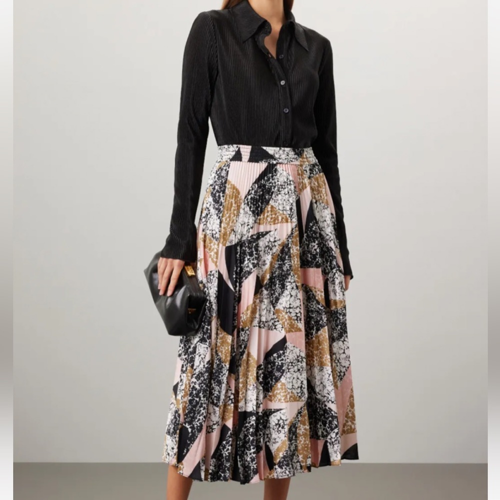 Club Monaco Print Pleated Midi Skirt